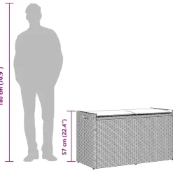 vidaXL Muebles De Jardín-Banco de almacenaje con cojín marrón 100 cm ratán sintético