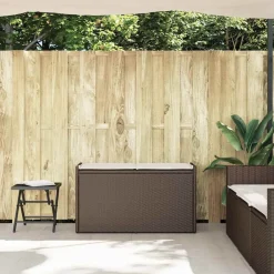 vidaXL Muebles De Jardín-Banco de almacenaje con cojín marrón 100 cm ratán sintético