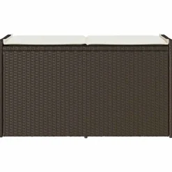 vidaXL Muebles De Jardín-Banco de almacenaje con cojín marrón 100 cm ratán sintético