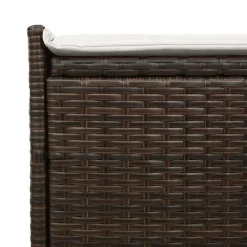 vidaXL Muebles De Jardín-Banco de almacenaje con cojín marrón 100 cm ratán sintético