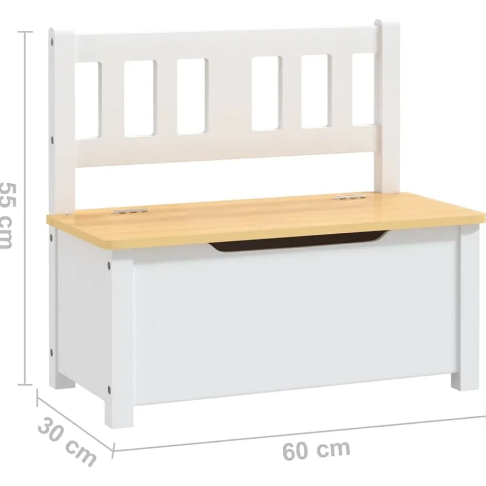 Niños vidaXL Mobiliario Para Bebés Y Niños Pequeños-Banco de almacenaje para niños MDF 60x30x55 cm