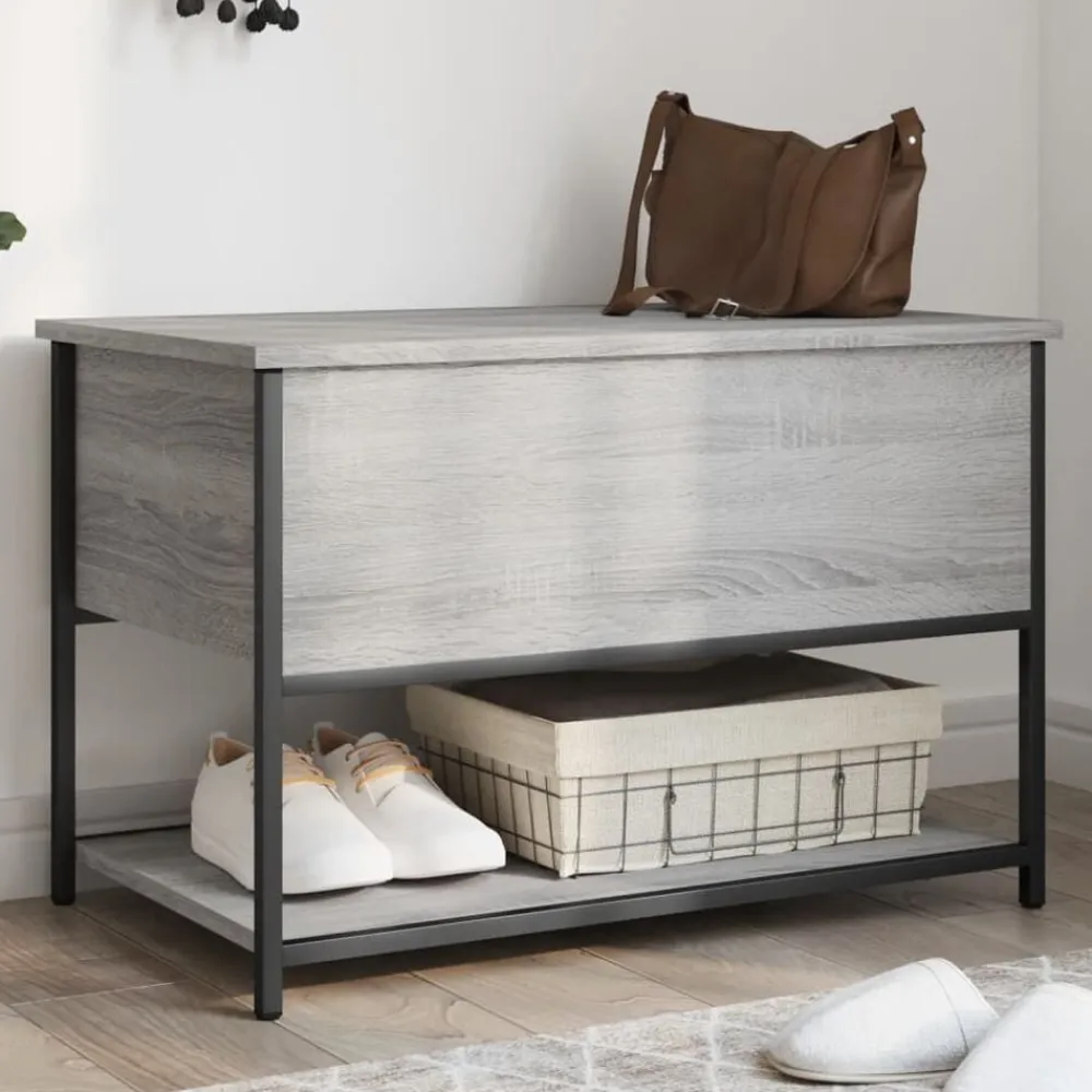 vidaXL Banco de almacenaje madera ingeniería 70x42,5x47 cm Gris sonoma Best