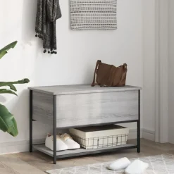vidaXL Banco de almacenaje madera ingeniería 70x42,5x47 cm Gris sonoma Best