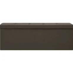 vidaXL Bancos-Banco de almacenamiento plegable lino sintético marrón oscuro