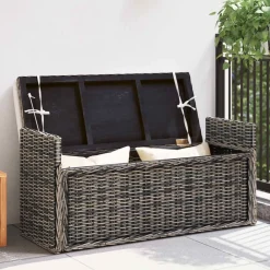 vidaXL Bancos-Banco de almacenamiento Lavado negro 110 x 40 x 50 cm Ratán