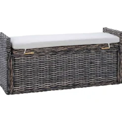 vidaXL Bancos-Banco de almacenamiento Lavado negro 110 x 40 x 50 cm Ratán