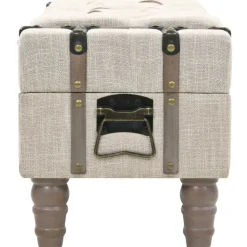 vidaXL Bancos-Banco de almacenamiento madera maciza y acero 111x34x37 cm