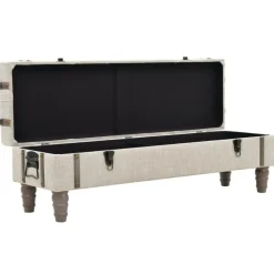 vidaXL Bancos-Banco de almacenamiento madera maciza y acero 111x34x37 cm