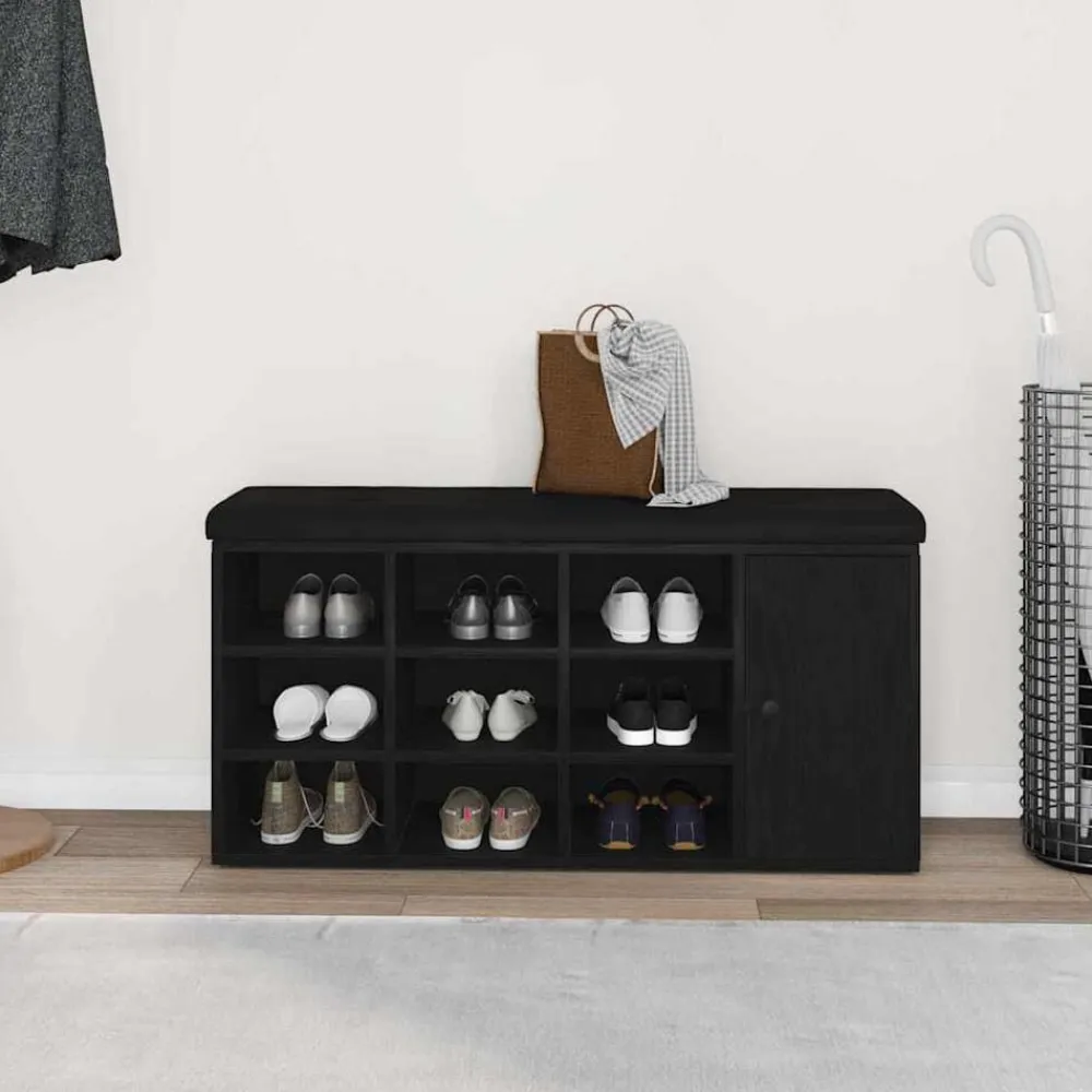 vidaXL Banco de almacenamiento 102 x 32 x 50 cm Roble negro Online