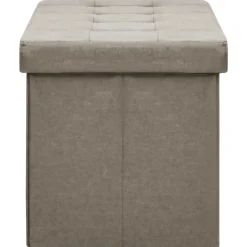 vidaXL Bancos-Banco de almacenamiento plegable lino sintético gris taupe
