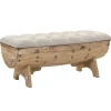 vidaXL Banco de almacenamiento madera maciza y tela 103x51x44 cm Clearance