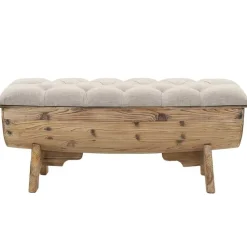 vidaXL Banco de almacenamiento madera maciza y tela 103x51x44 cm Clearance