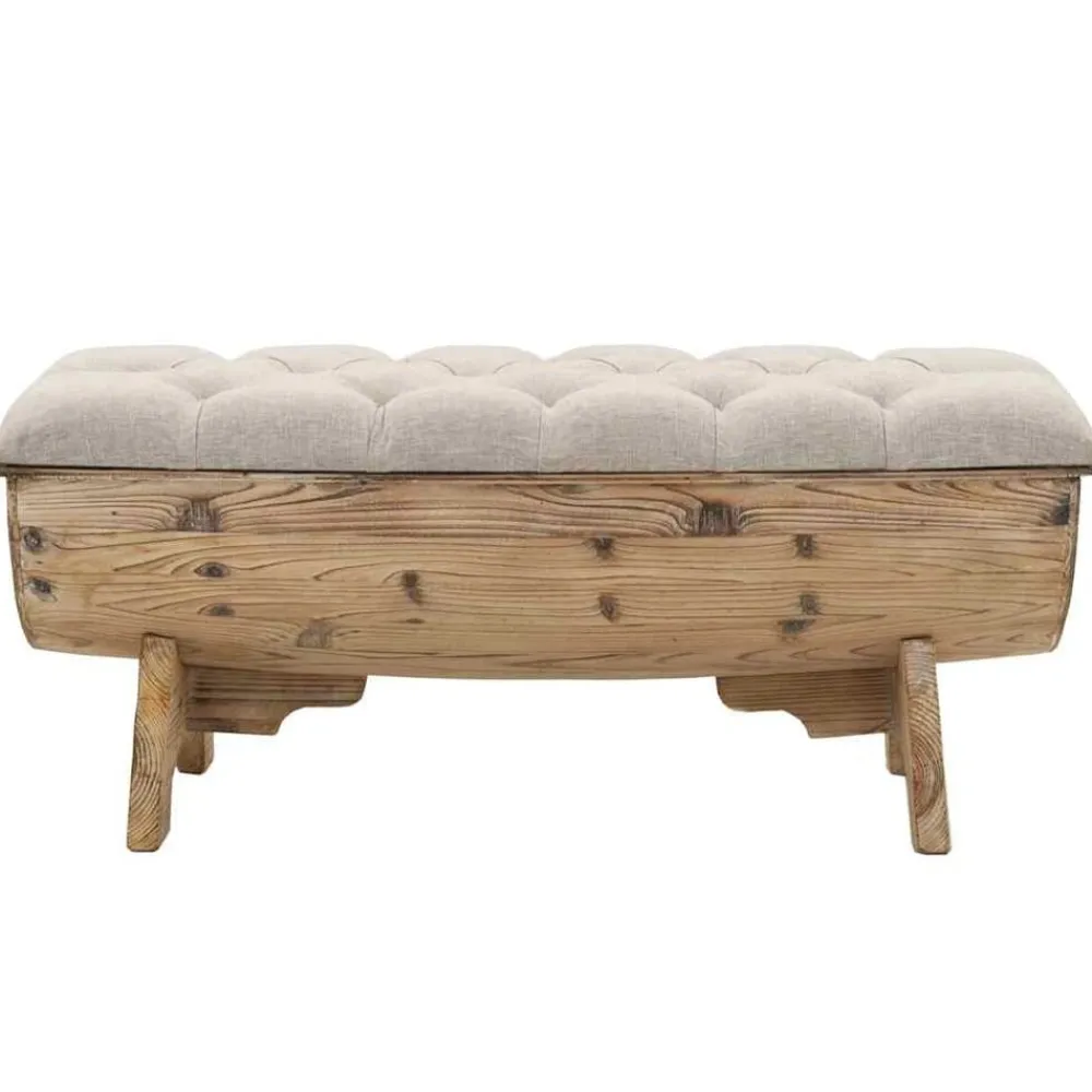 vidaXL Banco de almacenamiento madera maciza y tela 103x51x44 cm Clearance