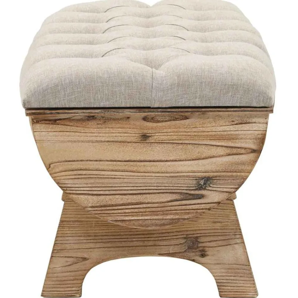 vidaXL Banco de almacenamiento madera maciza y tela 103x51x44 cm Clearance