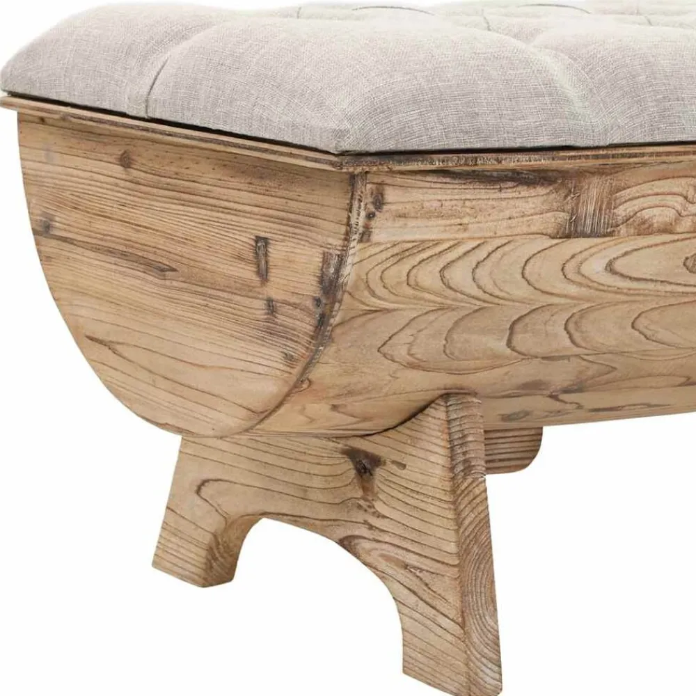 vidaXL Banco de almacenamiento madera maciza y tela 103x51x44 cm Clearance