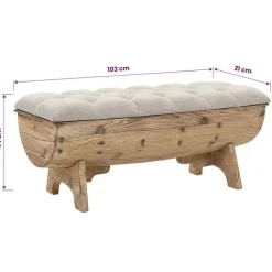 vidaXL Banco de almacenamiento madera maciza y tela 103x51x44 cm Clearance