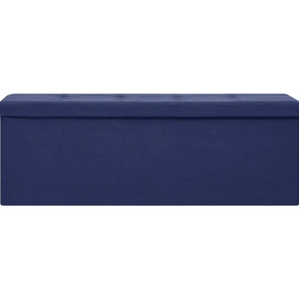 vidaXL Banco de almacenamiento plegable lino sintético Azul Clearance