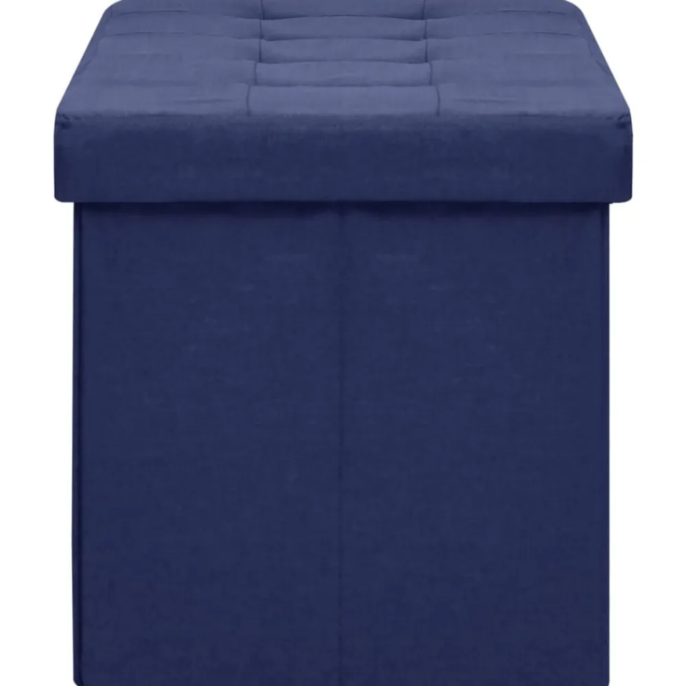 vidaXL Banco de almacenamiento plegable lino sintético Azul Clearance