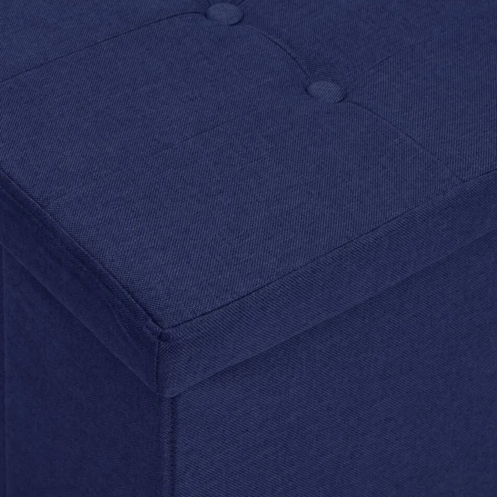 vidaXL Banco de almacenamiento plegable lino sintético Azul Clearance