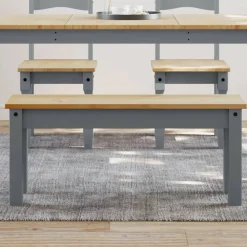 vidaXL Banco de comedor PANAMA madera maciza de pino 105x30x45 cm Gris Clearance
