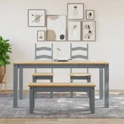 vidaXL Banco de comedor PANAMA madera maciza de pino 105x30x45 cm Gris Clearance