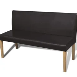 vidaXL Banco de cuero sintético 139,5 cm marrón oscuro Marr&oacute;n oscuro Discount