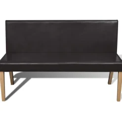 vidaXL Banco de cuero sintético 139,5 cm marrón oscuro Marr&oacute;n oscuro Discount