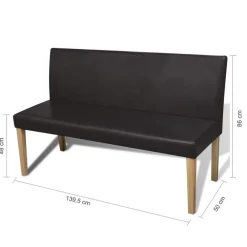 vidaXL Banco de cuero sintético 139,5 cm marrón oscuro Marr&oacute;n oscuro Discount