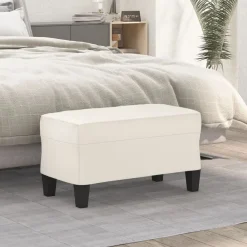 vidaXL Banco de cuero sintético color 70x35x41 cm Crema Online
