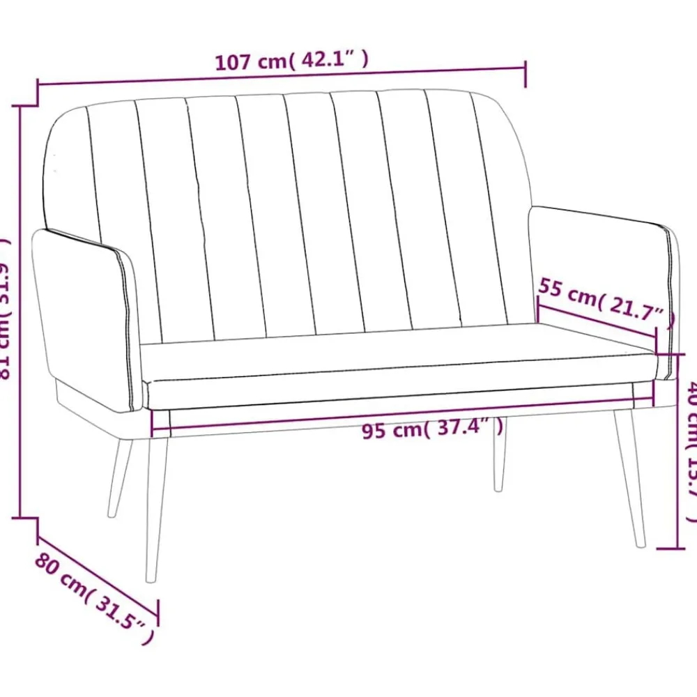 vidaXL Bancos-Banco de cuero sintético 107x80x81 cm