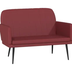 vidaXL Bancos-Banco de cuero sintético rojo tinto 107x80x81 cm