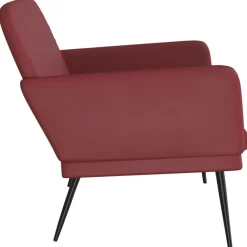 vidaXL Bancos-Banco de cuero sintético rojo tinto 107x80x81 cm
