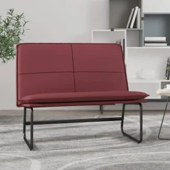 vidaXL Bancos-Banco de cuero sintético rojo tinto 100x75x76 cm