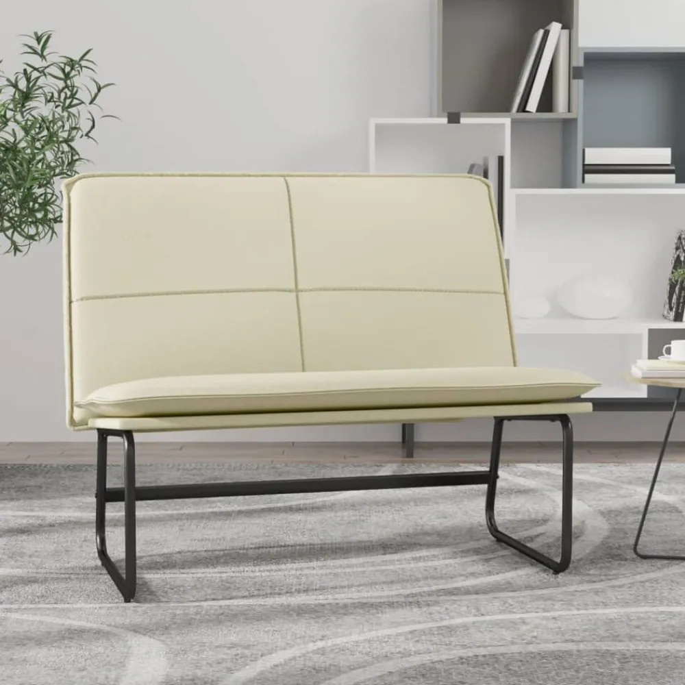 vidaXL Banco de cuero sintético color 100x75x76 cm Crema Sale