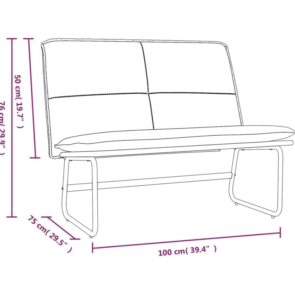 vidaXL Banco de cuero sintético color 100x75x76 cm Crema Sale