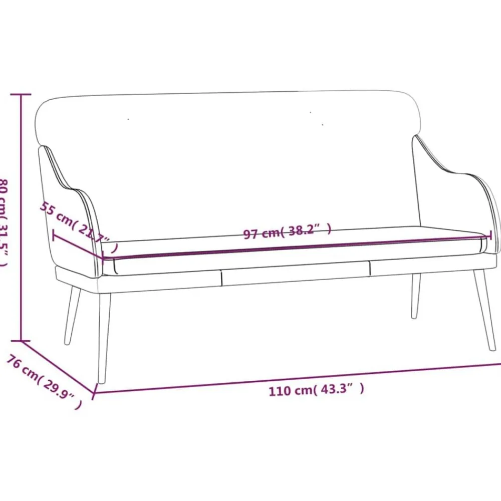 vidaXL Bancos-Banco de cuero sintético 110x76x80 cm