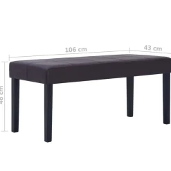 vidaXL Banco de cuero sintético 106 cm marrón Marr&oacute;n oscuro Outlet