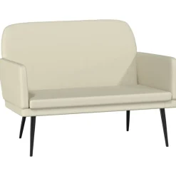 vidaXL Banco de cuero sintético color 107x80x81 cm Crema Clearance