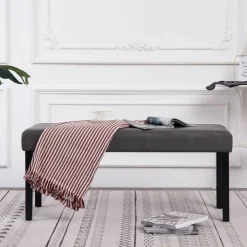 vidaXL Banco de cuero sintético 106 cm Gris