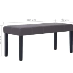 vidaXL Banco de cuero sintético 106 cm Gris