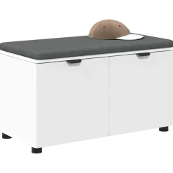 vidaXL Banco de entrada 80 x 38 x 46 cm Madera Ingenierizada y Tela White Hot