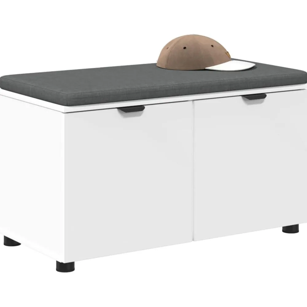 vidaXL Banco de entrada 80 x 38 x 46 cm Madera Ingenierizada y Tela White Hot