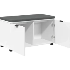 vidaXL Banco de entrada 80 x 38 x 46 cm Madera Ingenierizada y Tela White Hot