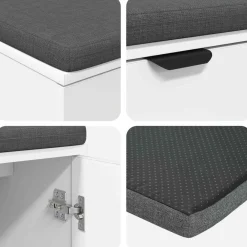 vidaXL Banco de entrada 80 x 38 x 46 cm Madera Ingenierizada y Tela White Hot