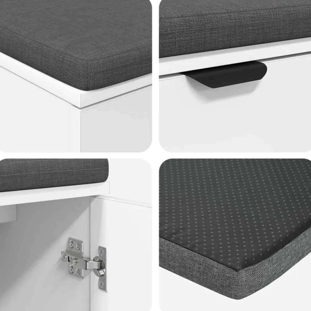 vidaXL Banco de entrada 80 x 38 x 46 cm Madera Ingenierizada y Tela White Hot