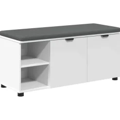 vidaXL Banco de entrada 100 x 38 x 46 cm Madera Ingenierizada y Tela White