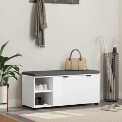 vidaXL Banco de entrada 100 x 38 x 46 cm Madera Ingenierizada y Tela White