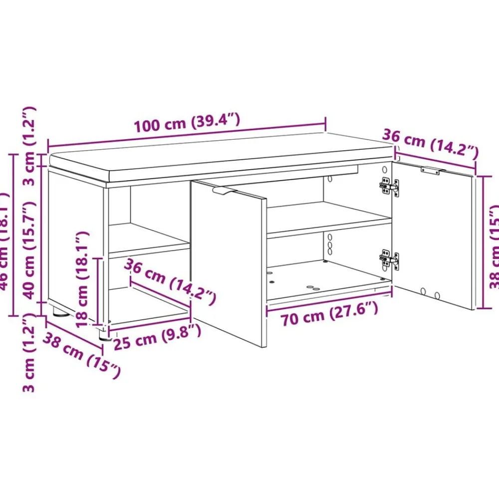 vidaXL Banco de entrada 100 x 38 x 46 cm Madera Ingenierizada y Tela White