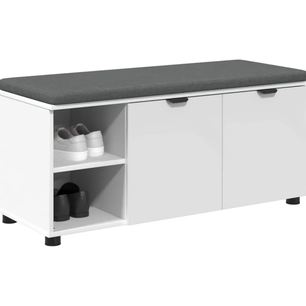 vidaXL Banco de entrada 100 x 38 x 46 cm Madera Ingenierizada y Tela White