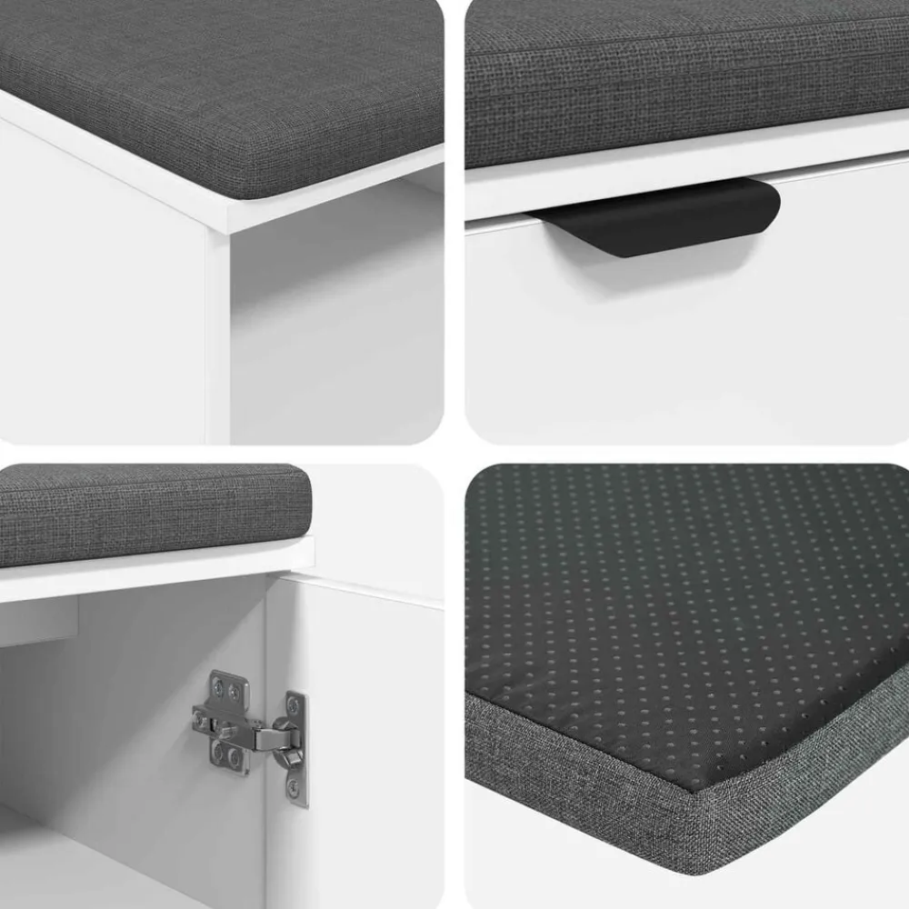 vidaXL Banco de entrada 100 x 38 x 46 cm Madera Ingenierizada y Tela White